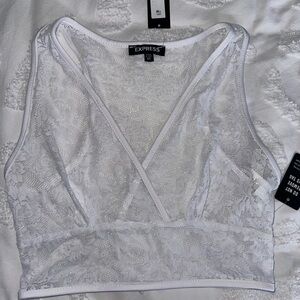 Express White Lace Crop Top